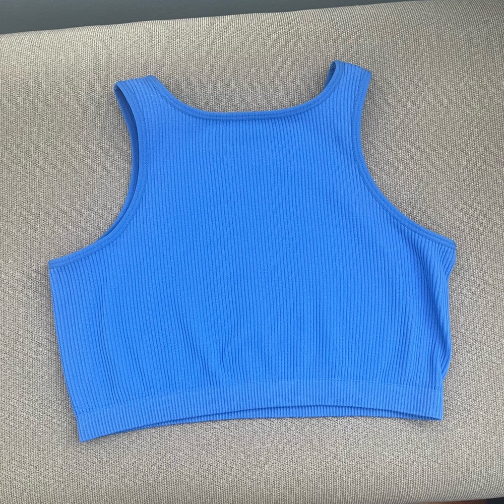 Blue Ribbed Tank Top - Picture 2 of 3